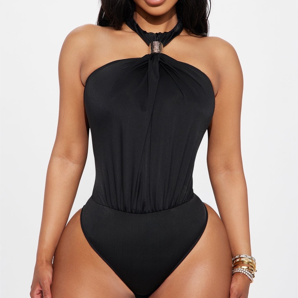 Elegant Black Halter bodysuit